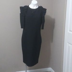 Teri Jon cold shoulder black sheath dress size 14